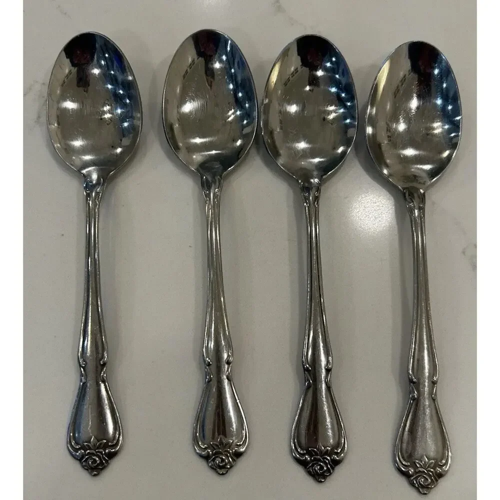Vtg‎ Oneida ARBOR ROSE/TRUE ROSE Stainless 1881 Rogers Ltd Set Of 4 Spoons